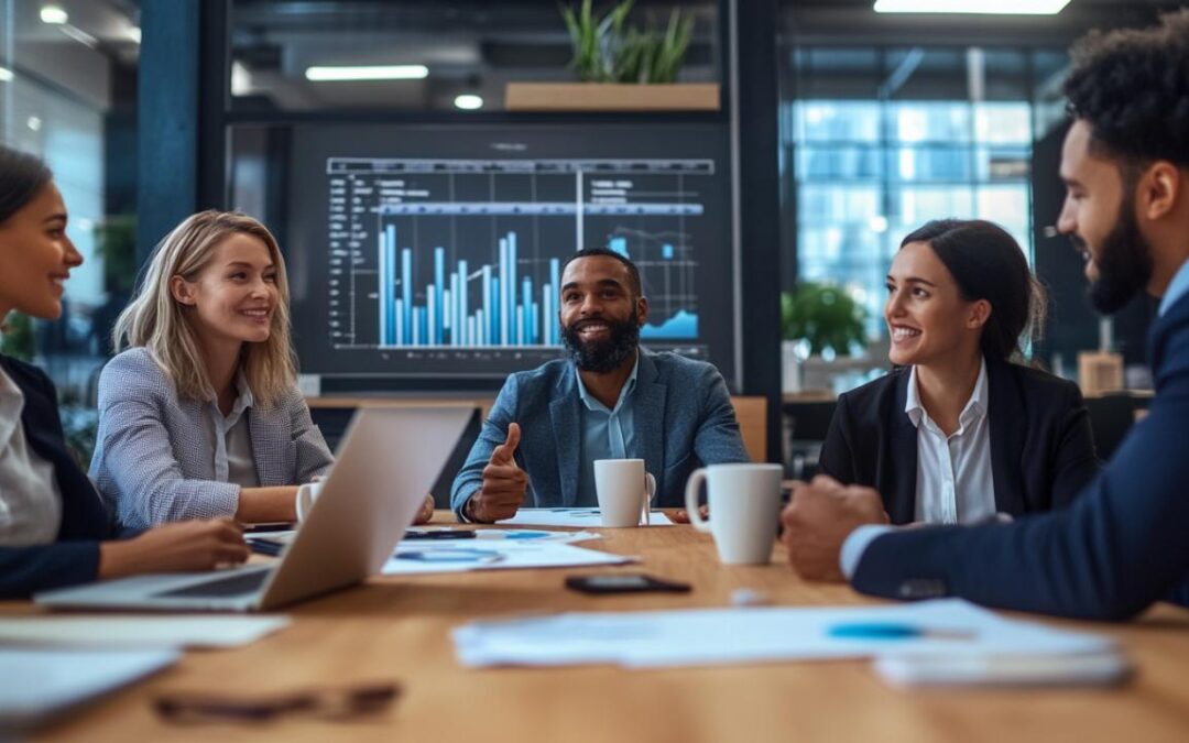 Professionals meeting around a table in a modern meeting room